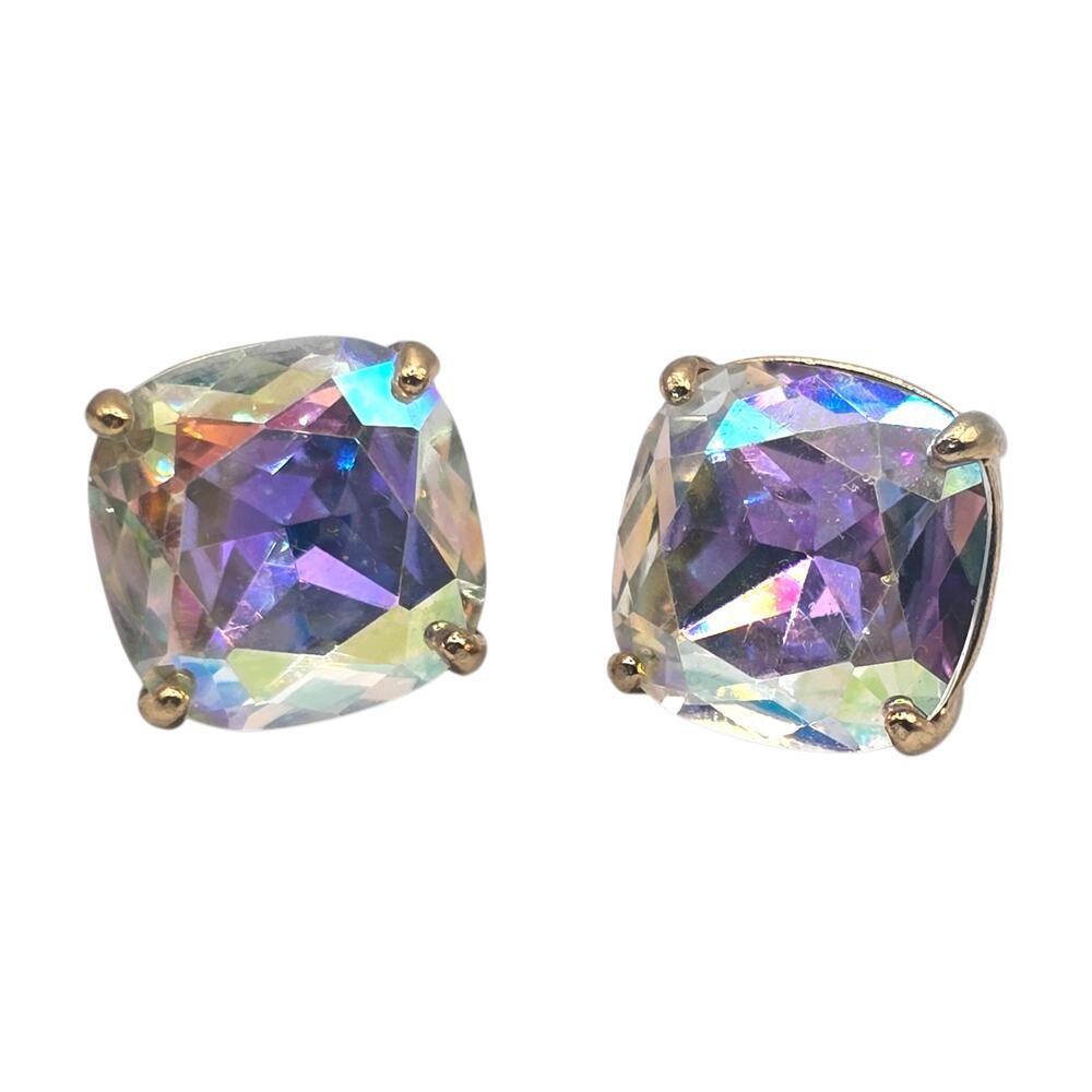 Earrings Kate Spade Iridescent Rainbow Glass Mini Small Square Collection Studs